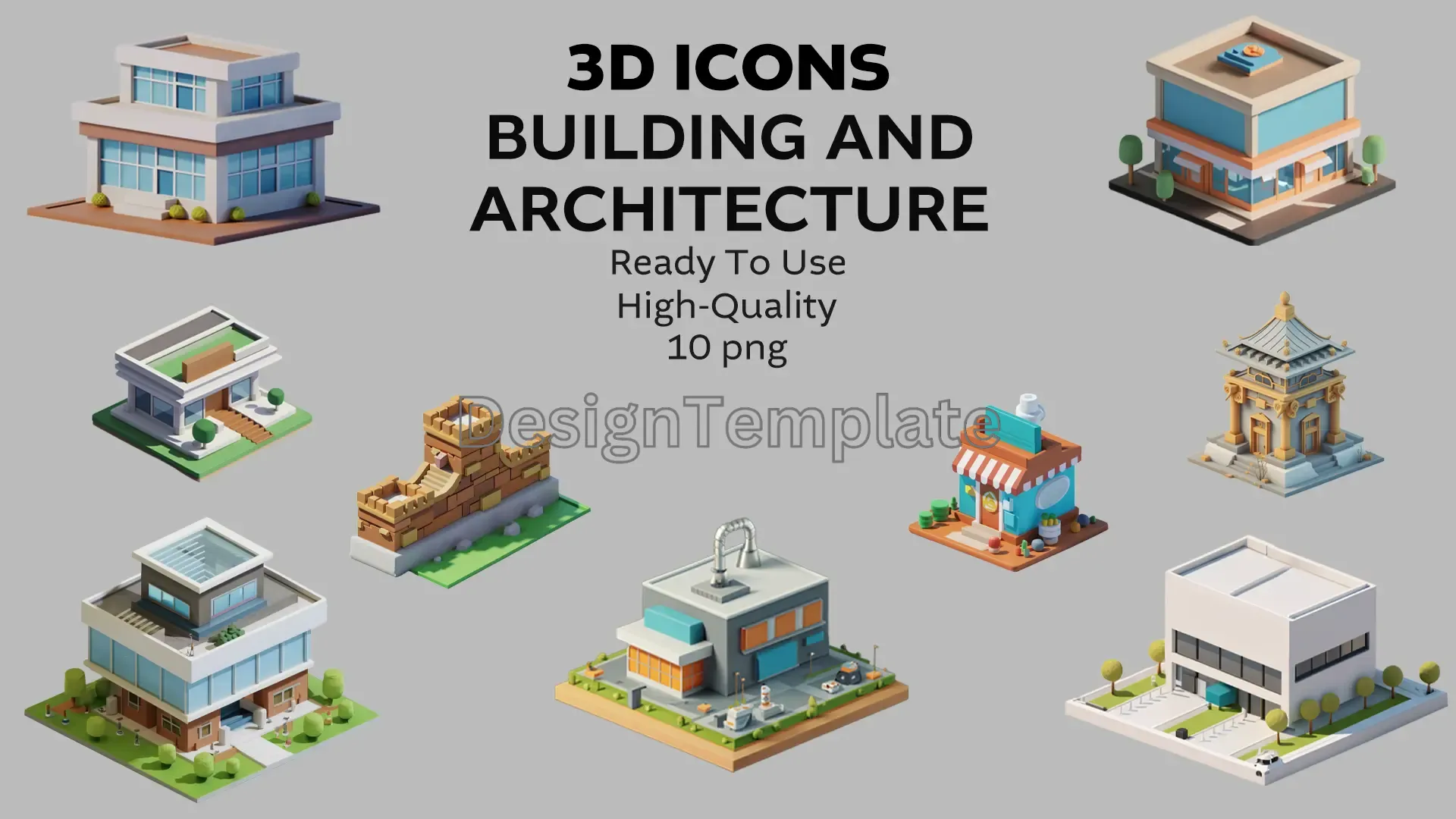 Blueprint Beauties Vibrant Building 3D Icons